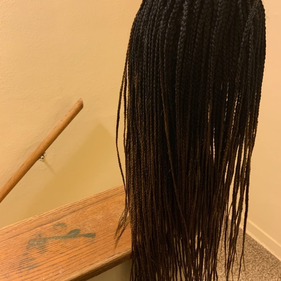 PREVIOUSLY WORN-4X4 Multi-Part Swiss Lace Front Wig Box Braid Wig color 1b/30 - Picture 13 of 13